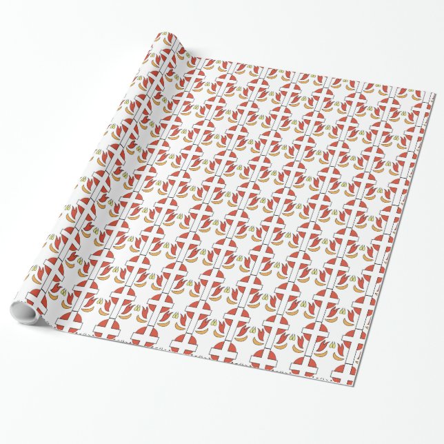 Papier Cadeau Croix et Flammes de Confirmation (Déroulé)