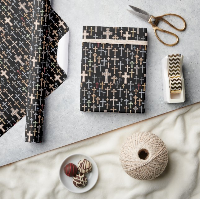 Papier Cadeau Croix - Noir (Artisanat)