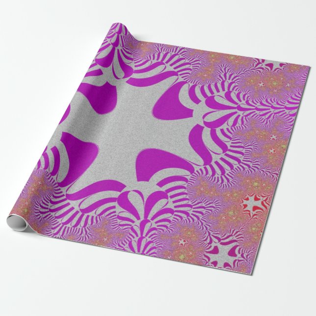 Papier Cadeau Croix rose et argent (Déroulé)