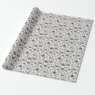 Papier Cadeau Croquis de champignons sauvages rustiques par Call