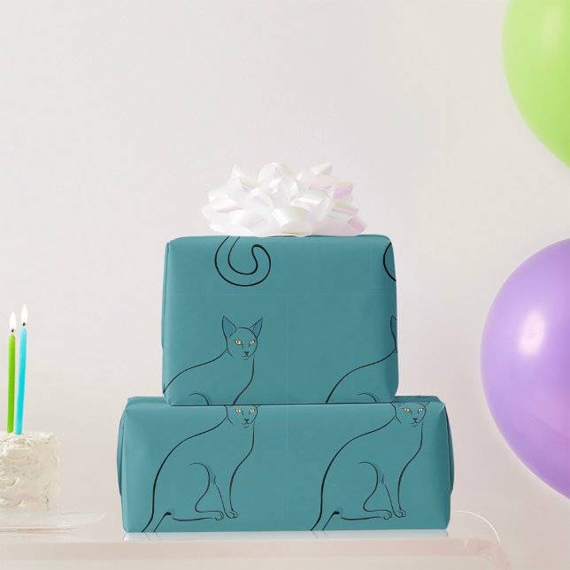 Papier Cadeau Croquis de chat élégant (Créateur téléchargé)