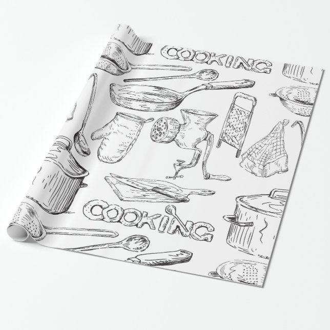 Papier Cadeau Croquis de cuisine (Déroulé)