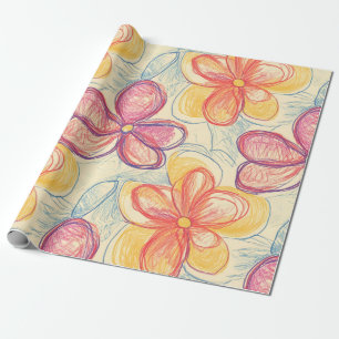 Papier Cadeau Croquis de Fleur Sauvage Vintage (4)