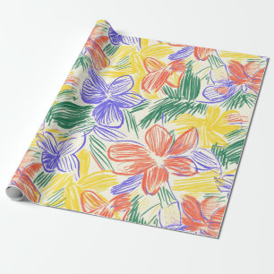 Papier Cadeau Croquis de fleur sauvage vintage (5)