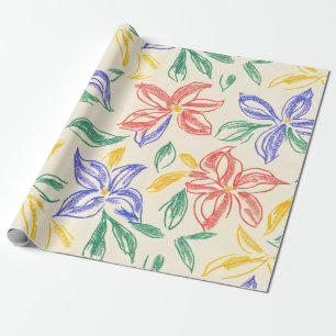 Papier Cadeau Croquis de Fleur Sauvage Vintage (8)