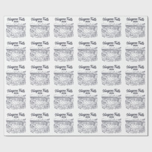 Papier Cadeau Croquis de ligne artistique vintage des chutes du 