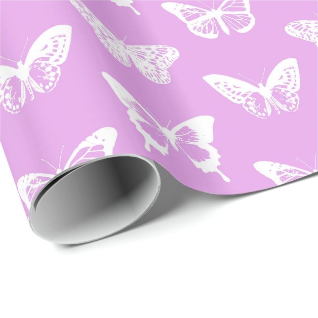 Papier Cadeau Croquis, orchidée et blanc de papillon (Coin rond)