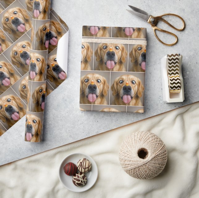 Papier Cadeau Cross Eyed Golden Retriever With Candy Corn (Artisanat)