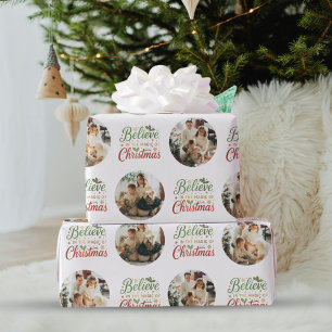 Papier Cadeau Croyez en la magie de Noël Photo Collage