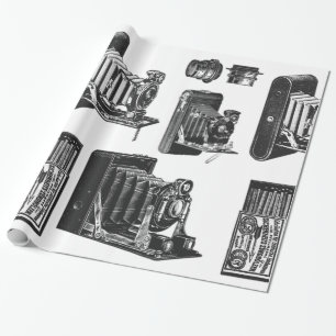 Papier Cadeau Cru d'appareils-photo de grand format rétro