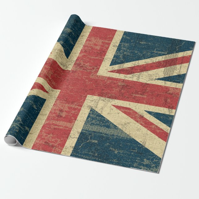 Papier Cadeau Cru d'Union Jack affligé (Déroulé)