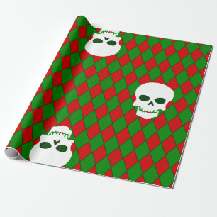 Papier Cadeau cruche crâne de Noël arlequin déplaisant