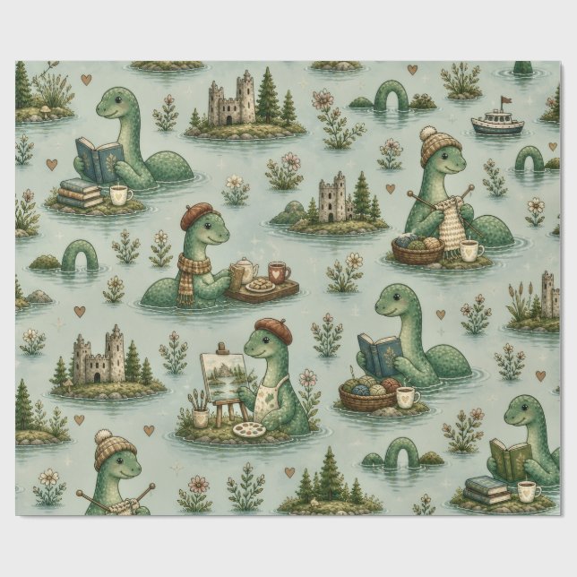 Papier Cadeau Cryptides confortables Nessie Monstre du Loch Ness (Plat)