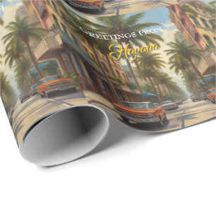 Papier Cadeau Cuba Vintage Travel - Salutations de La Havane
