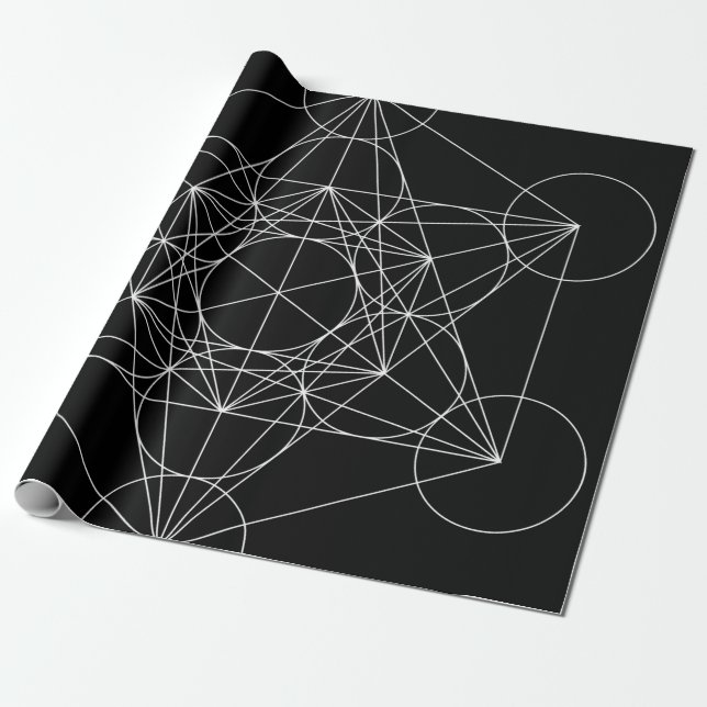 Papier Cadeau Cube de Métatron Noir & Blanc (Déroulé)