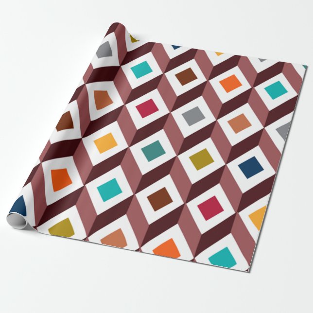 Papier Cadeau Cubes 3D (Déroulé)