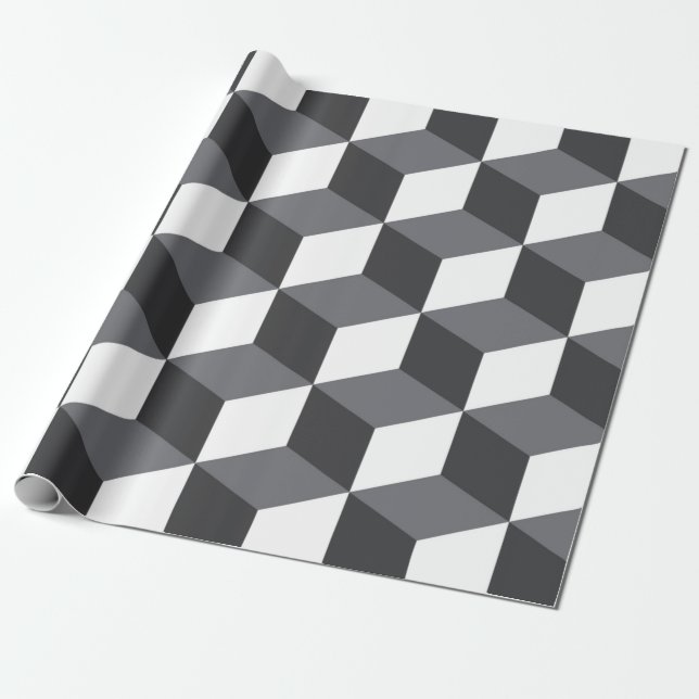 Papier Cadeau Cubes d'architecture urbaine, simple, moderne moti (Déroulé)