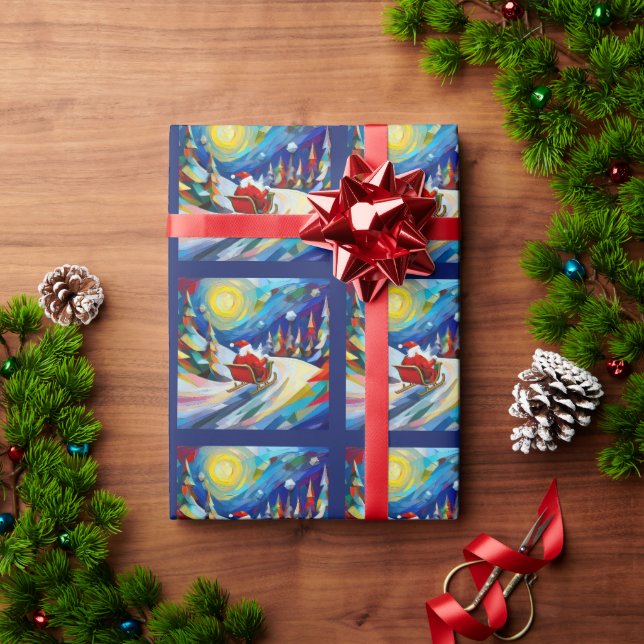 Papier Cadeau Cubisme Santa Noël Vacances  (Cadeau de vacances)