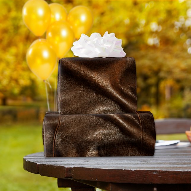 Papier Cadeau Cuir Brown brillant Faux (Créateur téléchargé)