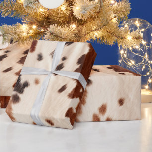 Papier Cadeau Cuir de vache sud-ouest crème marron Noël