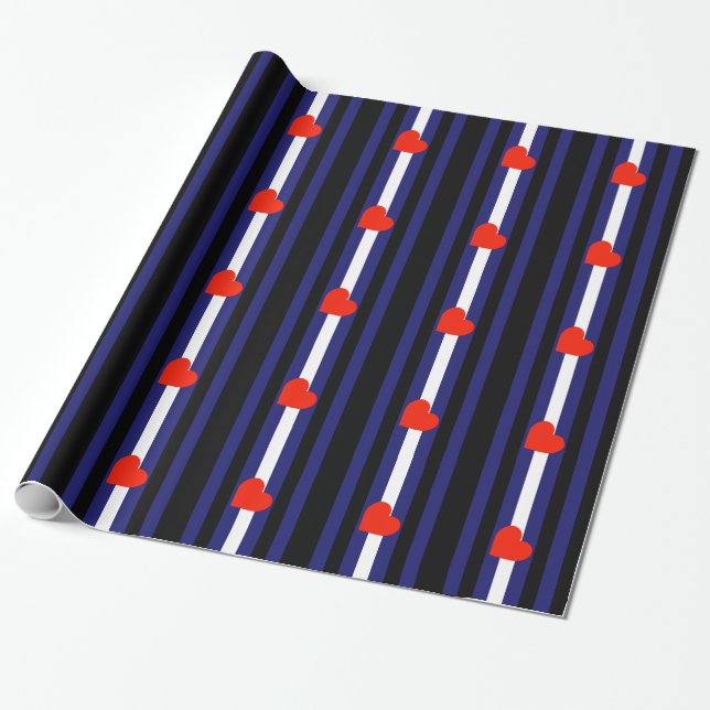 PAPIER CADEAU CUIR FIERTE RAYÉ COEUR HORIZONTAL - 2014 FIERTE (Déroulé)