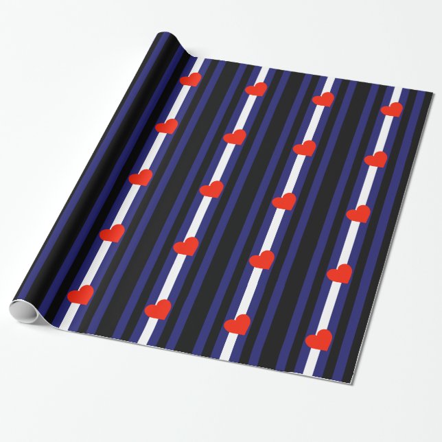 Papier Cadeau CUIR FIERTE RAYÉ COEUR VERTICAL - 2014 Fierté. (Déroulé)