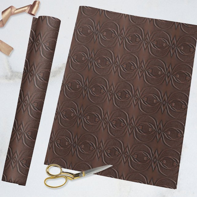 Papier Cadeau Cuir sculpté look Brown Motif sans couture (Créateur téléchargé)