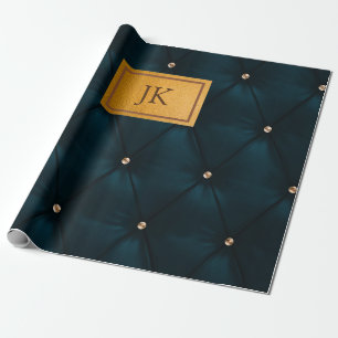Papier Cadeau Cuir vert élégant, Diamants, Monogramme