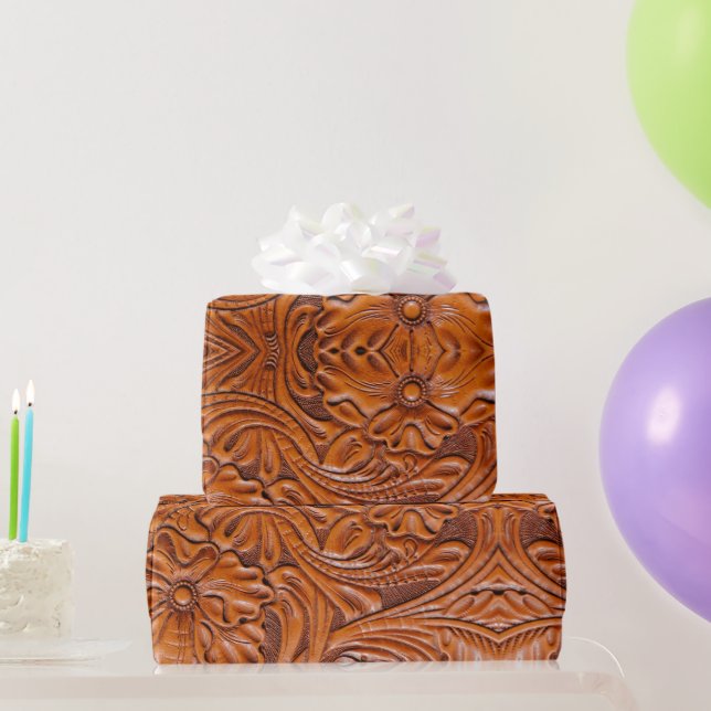 Papier Cadeau Cuir western travaillé de style naturel cowboy (Cadeaux de fête)