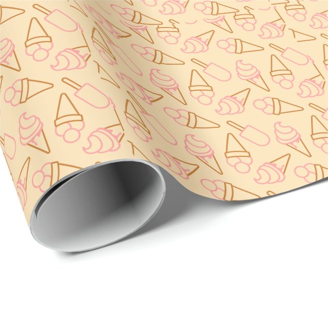 Papier Cadeau Cuisine estivale avec contours de glace (Coin rond)