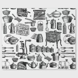 Papier Cadeau cuisine vintage victorienne ancienne cuisine cuisi