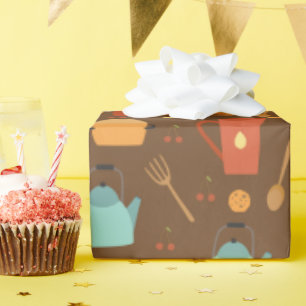 Papier Cadeau Cuisinier Chef Cuisine Ustensiles de cuisine Motif