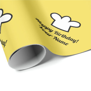 Papier Cadeau Cuisinier sur mesure jaune casquette Anniversaire