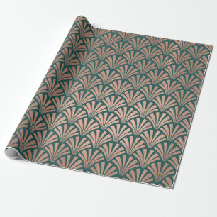 Papier Cadeau Cuivre rose Teal d'or d'échelles de coquillages