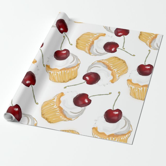 Papier Cadeau Cupcake à la cerise (Déroulé)