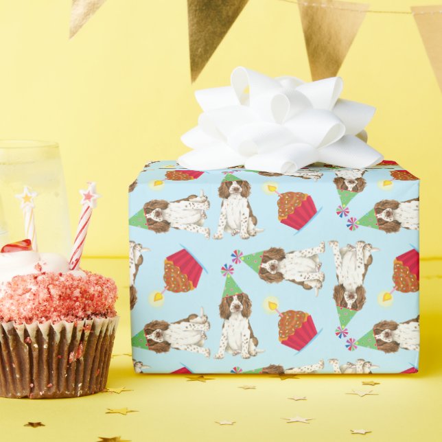 Papier Cadeau Cupcake anglais Springer espagnol (Fête d'anniversaire)
