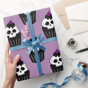 Papier Cadeau Cupcakes d'Halloween avec des crânes pour les cade