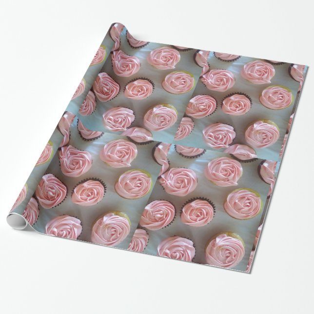 Papier Cadeau Cupcakes roses (Déroulé)