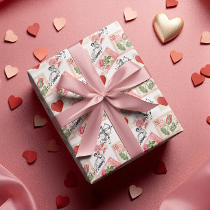 Papier Cadeau Cupid et timbres de Saint-Valentin vintages