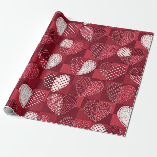 Papier Cadeau Cupidon Cœur Fantaisiste Rouge Blanc Noir