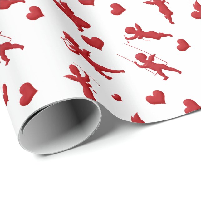 Papier Cadeau Cupids Cherub Coeurs Saint-Valentin   (Coin rond)