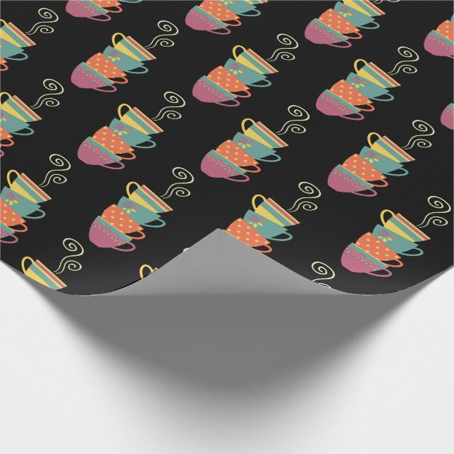 Papier Cadeau Cuprs de porcelaine empilée, thé, café vapeur (Coin)