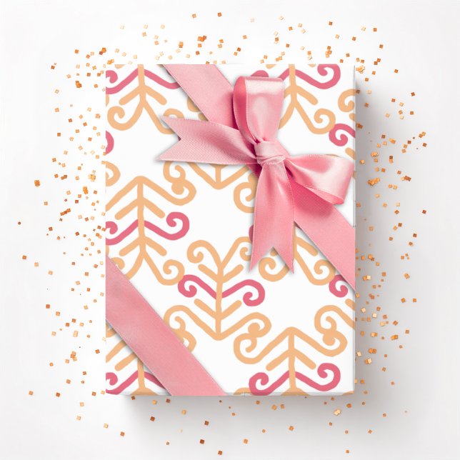 Papier Cadeau Curly Frond in Pink and Orange (Créateur téléchargé)