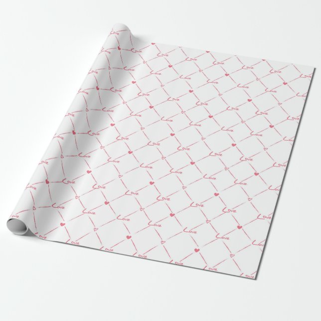 Papier Cadeau Cursive "amour" avec de petits coeurs (Déroulé)