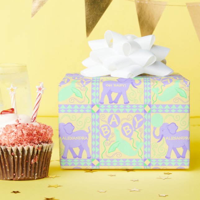 Papier Cadeau Curte Circus | Motif Baby shower personnalisé (Fête d'anniversaire)