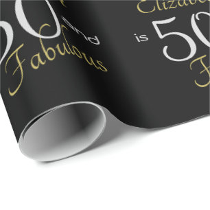 Papier Cadeau Custom 50 et Fabulous Gold Black 50e anniversaire