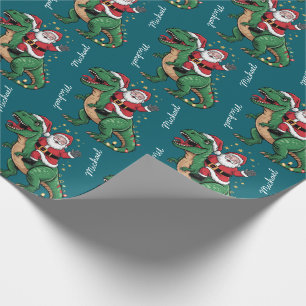 Papier Cadeau Custom Christmas Funny Père Noël chevauchant un di