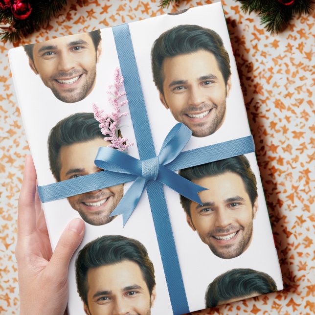 Papier Cadeau Custom Face | Funny Custom Heads Photo Gift Wrap (Créateur téléchargé)