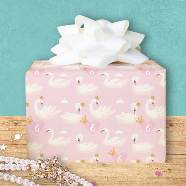 Papier Cadeau Custom Girl Royal Swan Princess Rose Anniversaire (Créateur téléchargé)