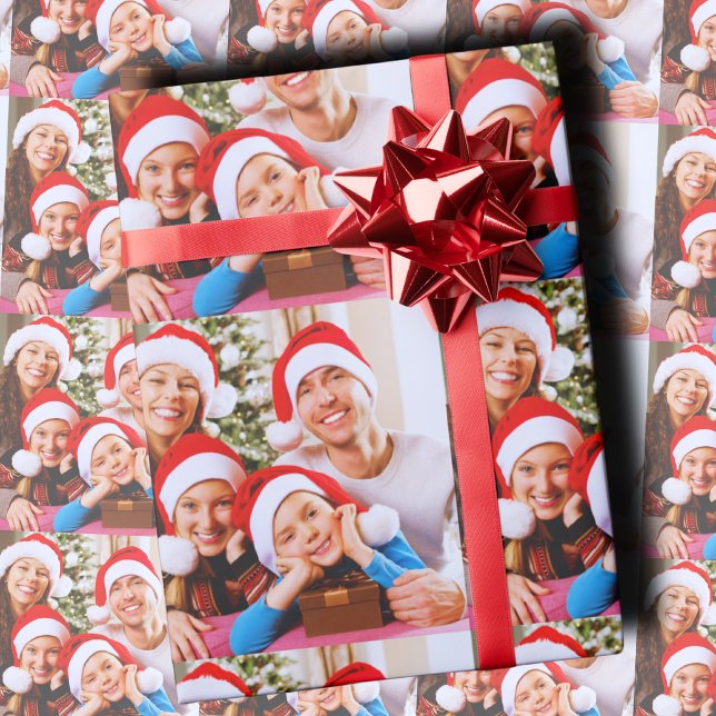 Papier Cadeau Custom Holiday Photo Collage (Créateur téléchargé)
